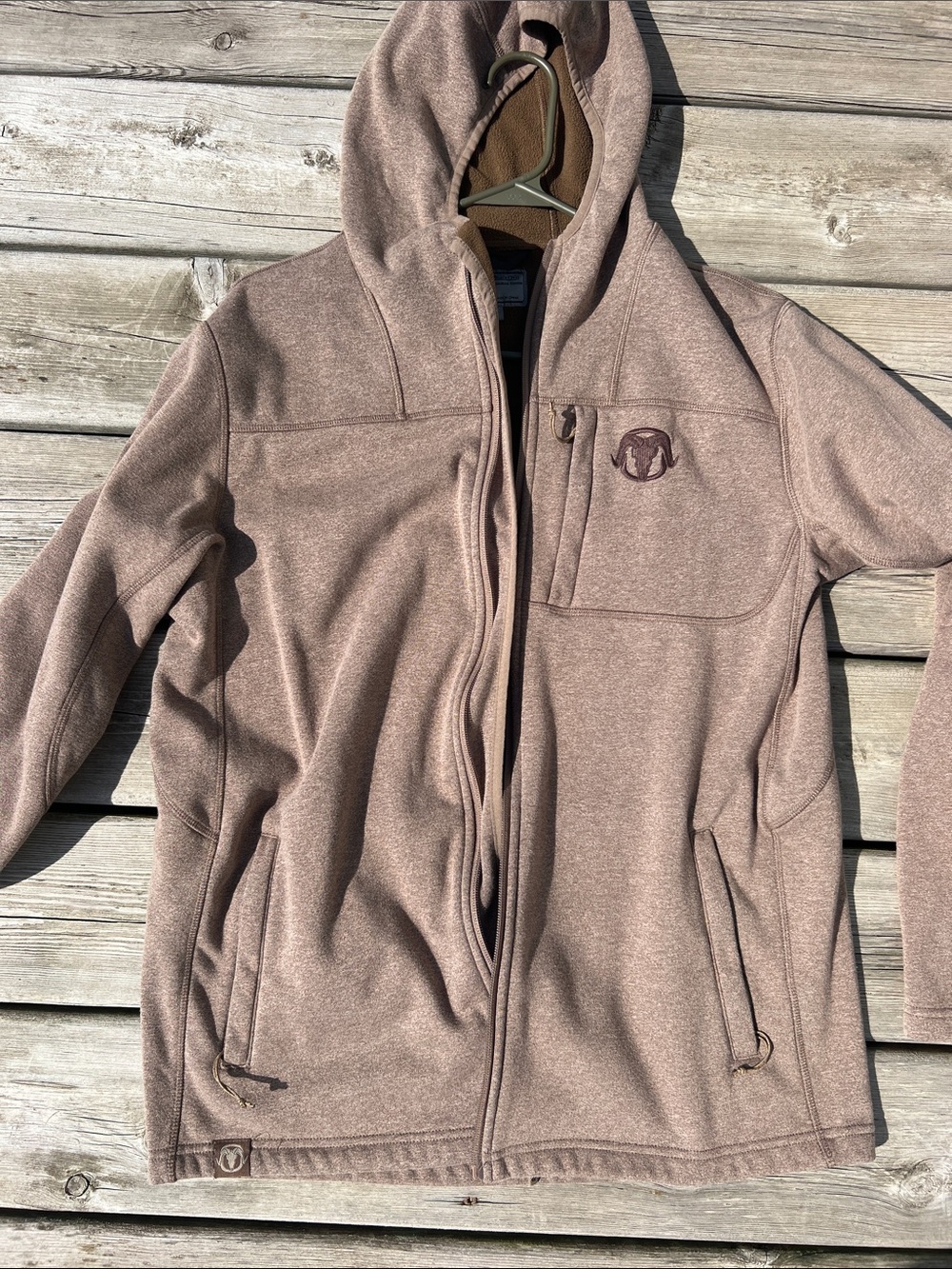 Black Ovis Hooded Softshell Jacket in Dusty Brown